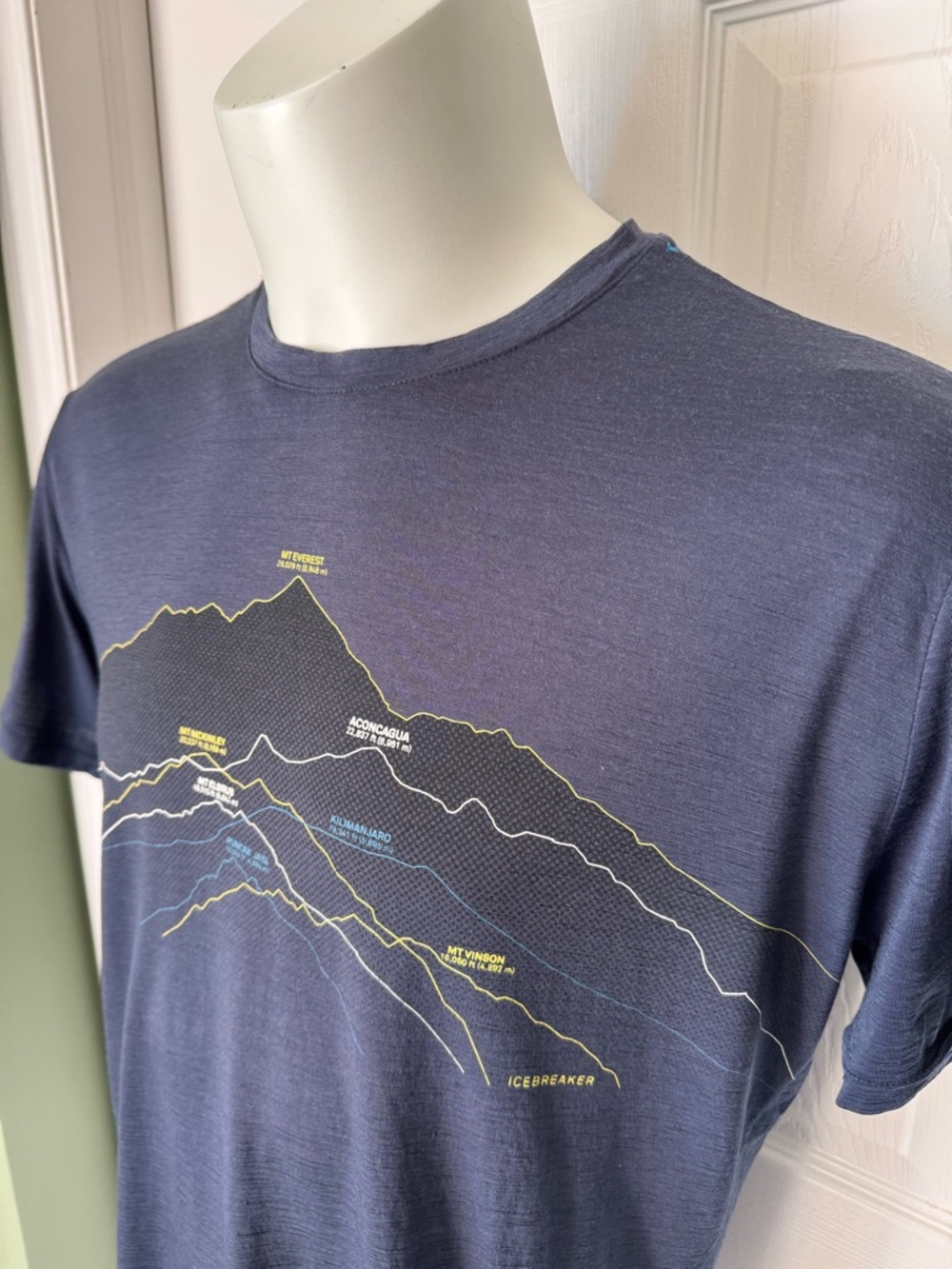 Men’s Icebreaker Merino Wool Graphic T Shirt Lightweight Breathable Mountains